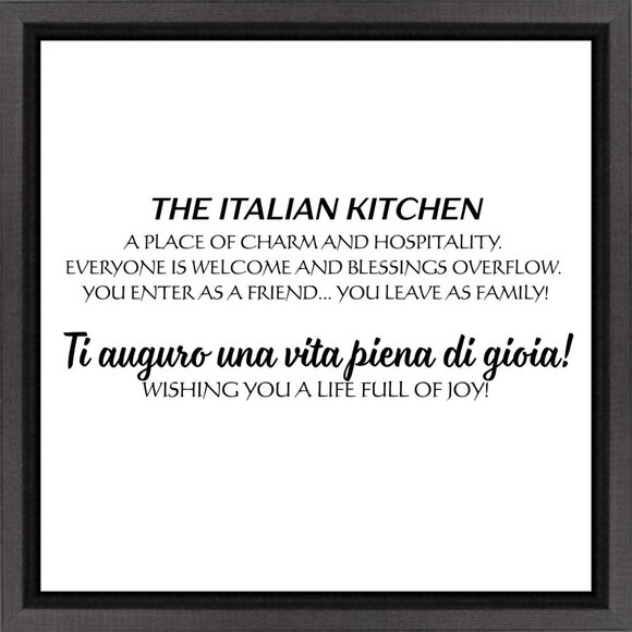 WALL ART -- THE ITALIAN KITCHEN. 8X8 INCHES. A RAISED TILE IN A BLACK FRAME. - Picture 2 of 2